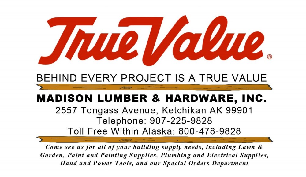 Ad for Madison Lumber & Hardware, Inc. with contact details and True Value logo.