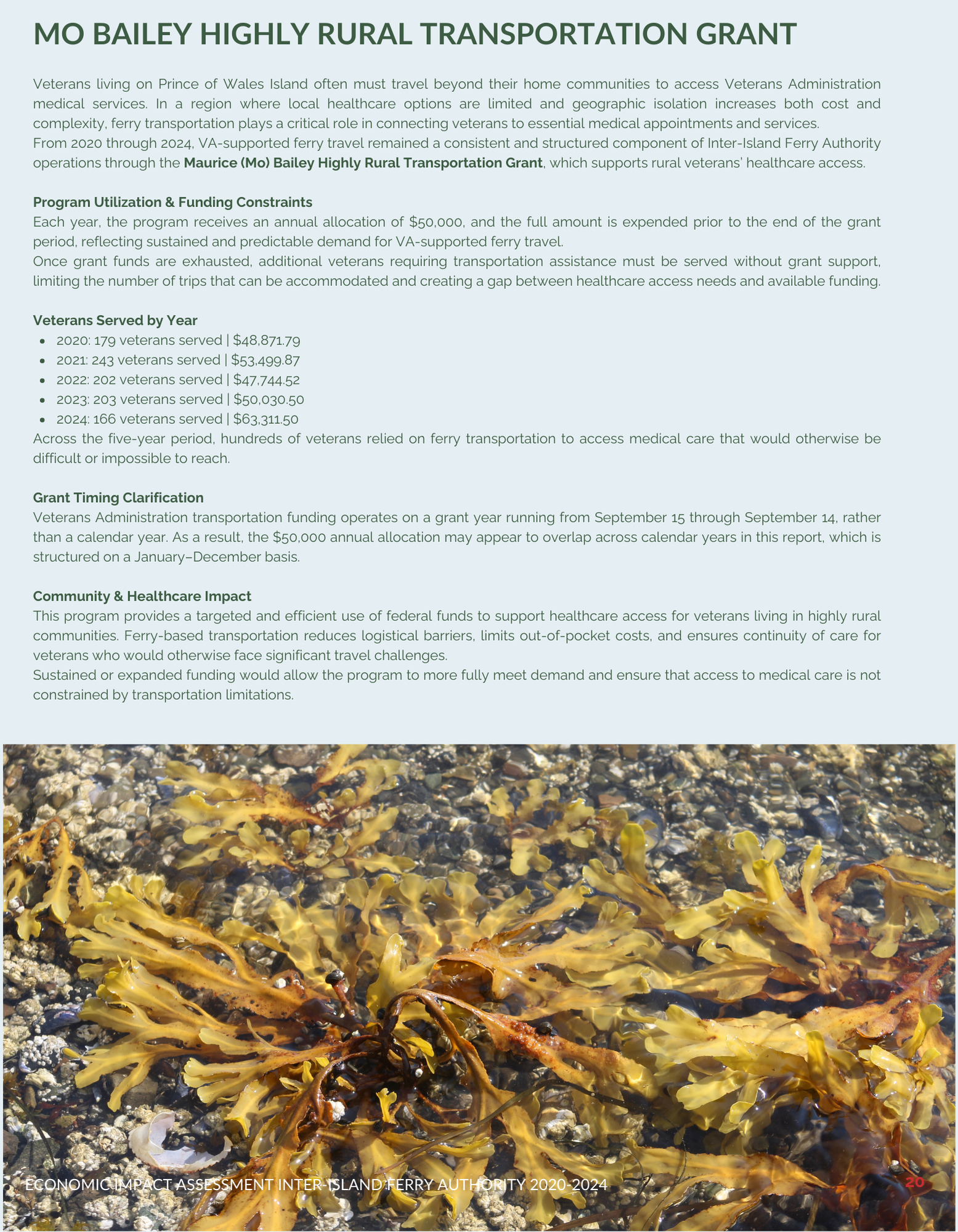 Document about Mo Bailey Highly Rural Transportation Grant with text and seaweed photo.